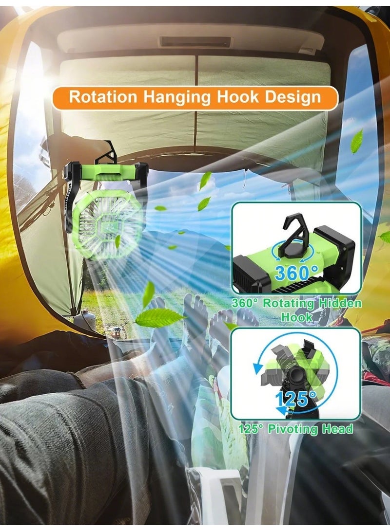 يوفيهي مروحة طاولة، مروحة تخييم، مروحة محمولة، مروحة مكتب قابلة لإعادة الشحن، سرعة قابلة للتعديل مع خطاف، مناسبة للتخييم والمشي لمسافات طويلة والشواء، للاستخدام الداخلي والخارجي، للمنزل والمكتب والسفر (تعمل بمنفذ USB). - Image 3